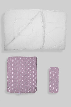 Purple Triangles - Baby Duvet + Duvet Cover + Sheet